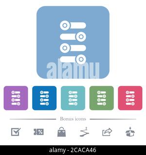Fine tune white flat icons on color rounded square backgrounds. 6 bonus icons included Stock Vector