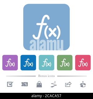 Function white flat icons on color rounded square backgrounds. 6 bonus icons included Stock Vector