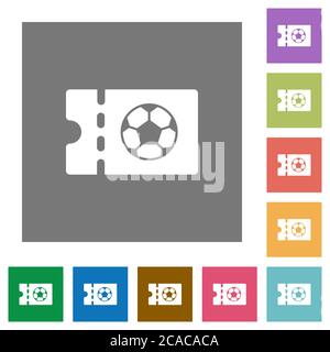 Soccer discount coupon flat icons on simple color square backgrounds Stock Vector