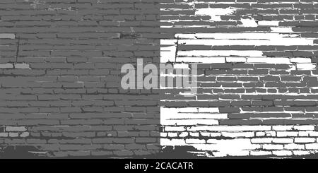White glued blank billboard on brick wall background Stock Vector