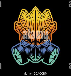 Gas mask monster wood colorful vector illustration for your company or brand Stock Vector