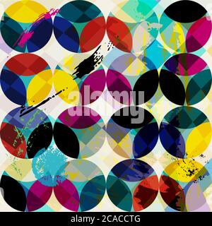 abstract geometric pattern background, with circle/oval, strokes and splashes Stock Vector