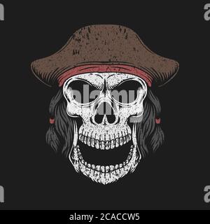skull hat pirate vector illustration for your company or brand Stock Vector