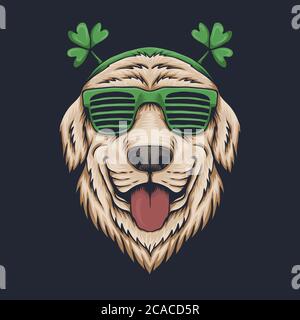 Dog head eyeglasses St. patrick's day vector illustration for your company or brand Stock Vector