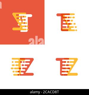 TZ letters logo with accent speed soft orange and yellow Stock Vector