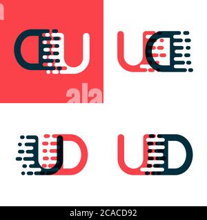 UD letters logo with accent speed dark red and dark blue Stock Vector