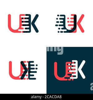 UK letters logo with accent speed dark red and dark blue Stock Vector