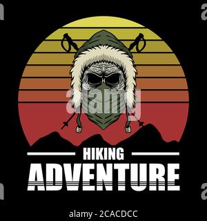 skull hiking adventure vector illustration for your company or brand Stock Vector