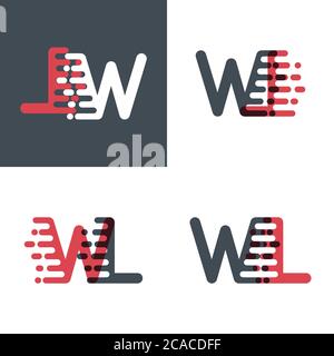WL letters logo with accent speed pink and dark gray Stock Vector