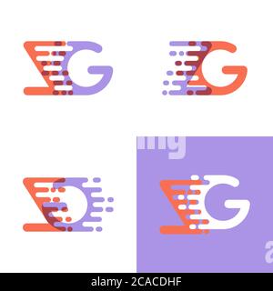 ZG letters logo with accent speed orange and lavender Stock Vector