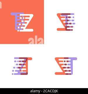ZT letters logo with accent speed orange and lavender Stock Vector