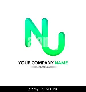NU uppercase simple green logo letter can be used for companies and businesses Stock Vector