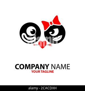 Cute Couple Character Design logo Concept can be used for companies and businesses Stock Vector