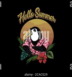 Toucan bird hello summer vector illustration for your company or brand Stock Vector