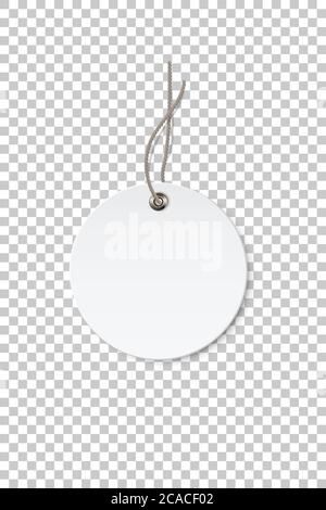 Blank white circle paper price tag isolated on transparent background Stock Vector