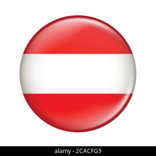 Austria flag icon isolated on white background.Austria flag.Flag icon glossy. Stock Vector