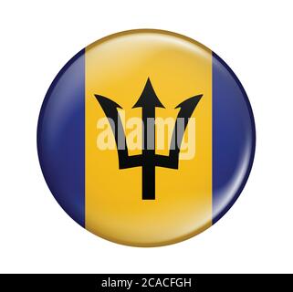 Barbados flag icon isolated on white background.Barbados flag.Flag icon glossy. Stock Vector