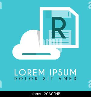 Floppy Disk Drive White Could R Initial and illustration logo design Stock Vector