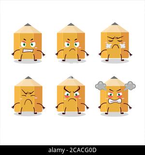 Pencil cartoon character with various angry expressions Stock Vector
