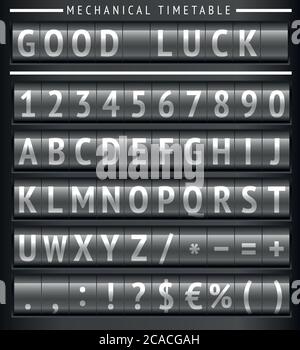 Set of letters on mechanical timetable Stock Vector