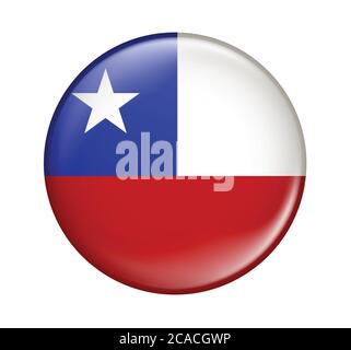 Chile flag icon isolated on white background.Chile flag.Flag icon glossy. Stock Vector