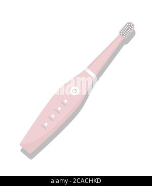 Electric toothbrush icon isolated on white background. Element for cleaning teeth. Dentistry equipment illustration. Vector tooth care tool in flat Stock Vector