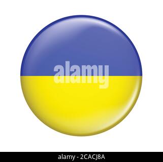 Ukraine flag icon isolated on white background.Ukraine flag.Flag icon glossy. Stock Vector