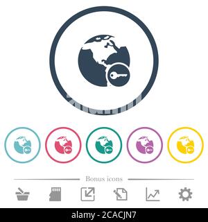 Secure internet surfing flat color icons in round outlines. 6 bonus icons included. Stock Vector