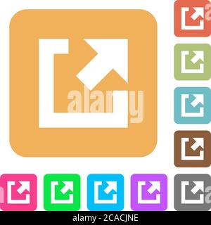 External link flat icons on rounded square vivid color backgrounds. Stock Vector