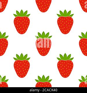 Red fresh strawberries seamless pattern. Vector illustration. Stock Vector