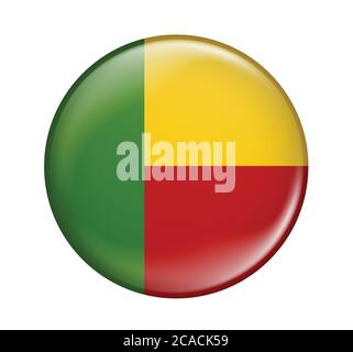 Benin flag icon isolated on white background.Benin flag.Flag icon glossy. Stock Vector