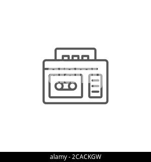 Retro cassette tape recorder vector icon symbol isolated on white background Stock Vector