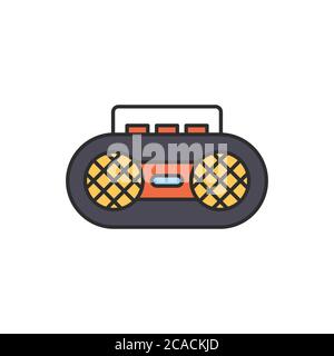 Retro cassette tape recorder vector icon symbol isolated on white background Stock Vector