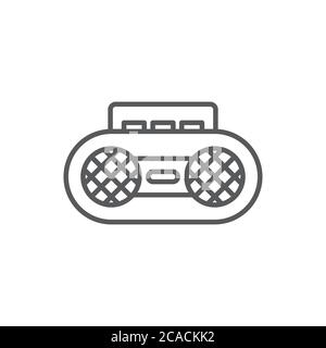 Retro cassette tape recorder vector icon symbol isolated on white background Stock Vector