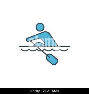 Rowing sport training vector icon symbol isolated on white background Stock Vector