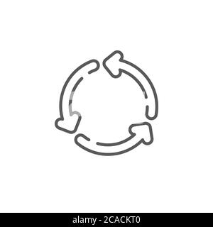 Three arrows cycle vector icon symbol isolated on white background Stock Vector