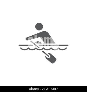 Rowing sport training vector icon symbol isolated on white background Stock Vector