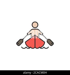 Rowing sport training vector icon symbol isolated on white background Stock Vector
