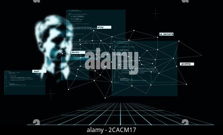 Abstract concept, digital identity, identification and scanning. Modern digital technologies, data collection and analysis. Stock Photo