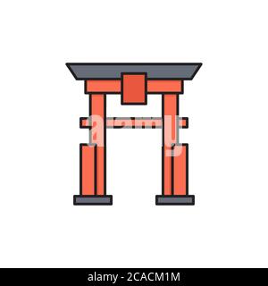 Torii gate vector icon symbol japanese icon isolated on white background Stock Vector