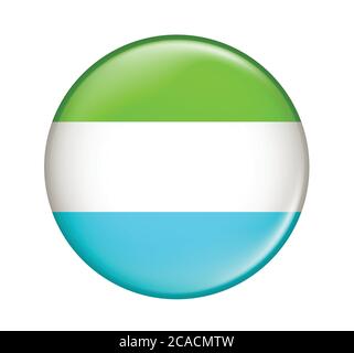 Sierra Leone flag icon isolated on white background.Sierra Leone flag.Flag icon glossy. Stock Vector