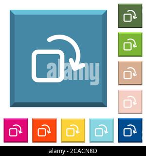 Rotate element white icons on edged square buttons in various trendy colors Stock Vector