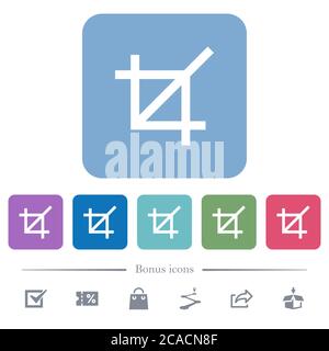 Crop tool white flat icons on color rounded square backgrounds. 6 bonus icons included Stock Vector