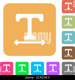 Adjust font width flat icons on rounded square vivid color backgrounds. Stock Vector