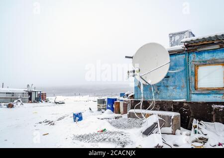 one of the coldest places on earth, in the village Oymchkon in the Russian North Stock Photo