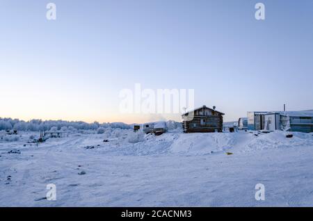 one of the coldest places on earth, in the village Oymchkon in the Russian North Stock Photo