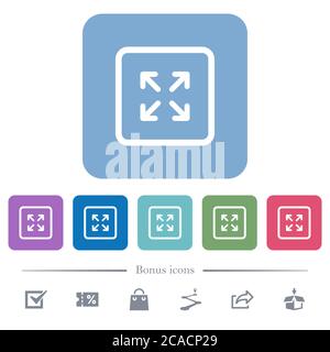Enlarge object white flat icons on color rounded square backgrounds. 6 bonus icons included Stock Vector