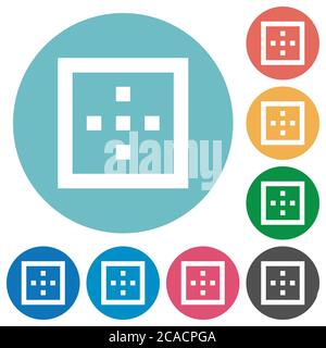 Outer borders flat white icons on round color backgrounds Stock Vector