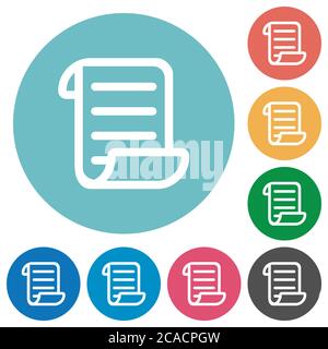 Script code flat white icons on round color backgrounds Stock Vector