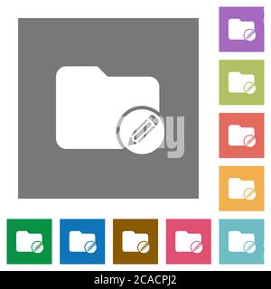 Edit directory flat icons on simple color square backgrounds Stock Vector